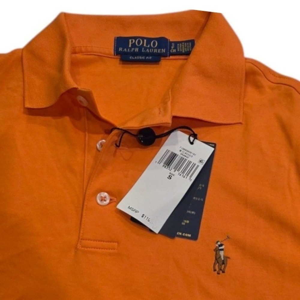 Polo Ralph Lauren Mens Short Sleeve Polo Shirt Orange Classic Fit Small NWT